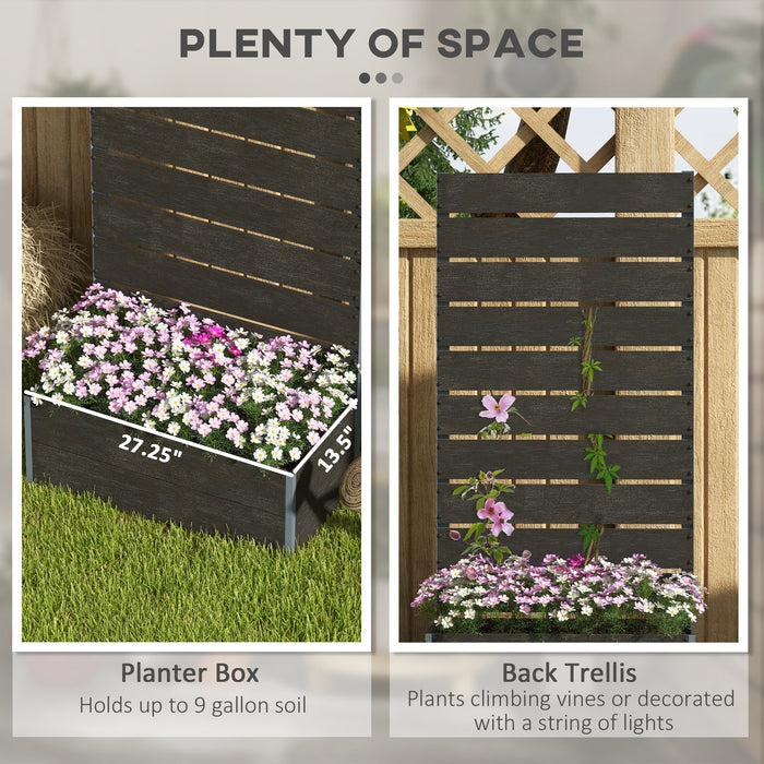 Black Garden Planter Box with Back Trellis 34 x 69.5cm by Outsunny