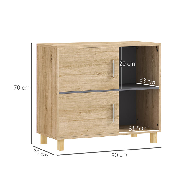 Freestanding Bathroom Cabinet with Open Shelves and Double Doors by HOMCOM