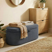 Storage Ottoman with Hidden Compartment and Padded Seat for Living Room or Bedroom Dark Grey Corduroy Homcom