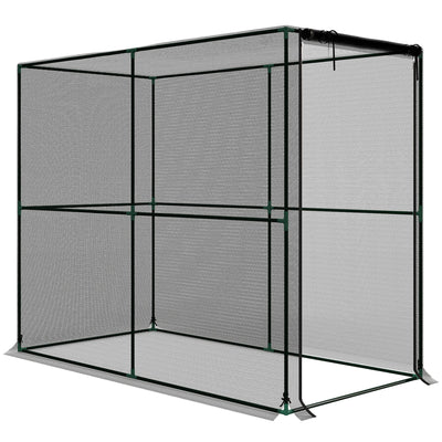 Garden Plant Protection Cage With Zipped Door Shields From Birds And Pests Black AOSOM