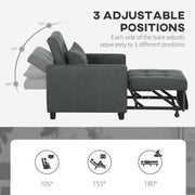 Dark Grey 3-in-1 Convertible Sleeper Chair with Adjustable Backrest and Footrest by HOMCOM