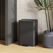 20L Pedal Kitchen Bin with Soft Close Lid and Removable Inner Bucket Matte Black AOSOM