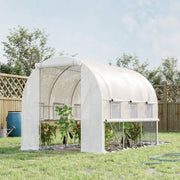 Walk In Polytunnel Greenhouse With UV Resistant Cover And Roll Up Sides For Garden, White