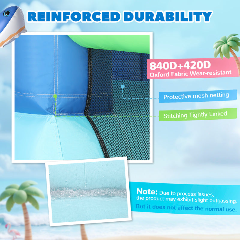 Kids Inflatable Bouncy Castle with Water Slide and Ball Pit for Garden Play Blue Orange AOSOM
