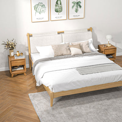 Set of 2 Bedside Tables with Drawer and Shelf Ideal for Bedroom or Lounge Walnut Brown