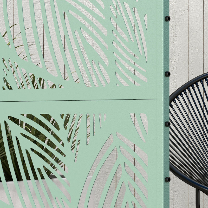 Green Metal Garden Privacy Screens with Leaf Design For Outdoor Space Division