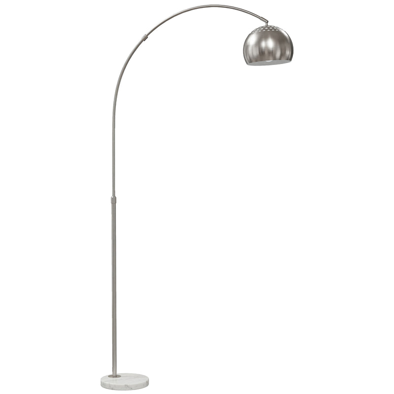 Arched Floor Lamp with Adjustable Head for Reading or Relaxing in Living Room Silver Tone AOSOM