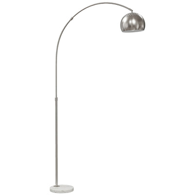 Arched Floor Lamp with Adjustable Head for Reading or Relaxing in Living Room Silver Tone AOSOM
