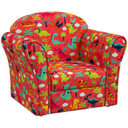 Kids Dinosaur Armchair with Wooden Frame Support Ideal for Bedroom or Playroom, Red