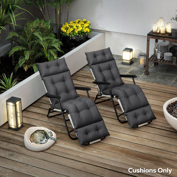 Dark Grey Sun Lounger Cushions Set of 2 190x56x10cm Thick UPF20+ Fabric by Outsunny