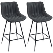Set of 2 PU Leather Swivel Bar Stools with Adjustable Height for Kitchen Breakfast Bar Black