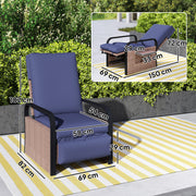 Rattan Garden Recliner Chair with Cushion Side Tray and Adjustable Footrest by Outsunny