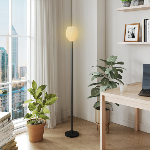 3D Printed Flower Floor Lamp with Rose Shade and Foot Switch Tall Pole, Light White