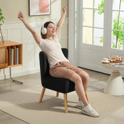 Modern Fabric Accent Chair with Thick Padding and Rubber Wood Legs for Living Room, Black