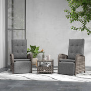 Grey and Brown Rattan 2 Seater Garden Chaise Lounge Set With Cushions For Relaxing Outdoors