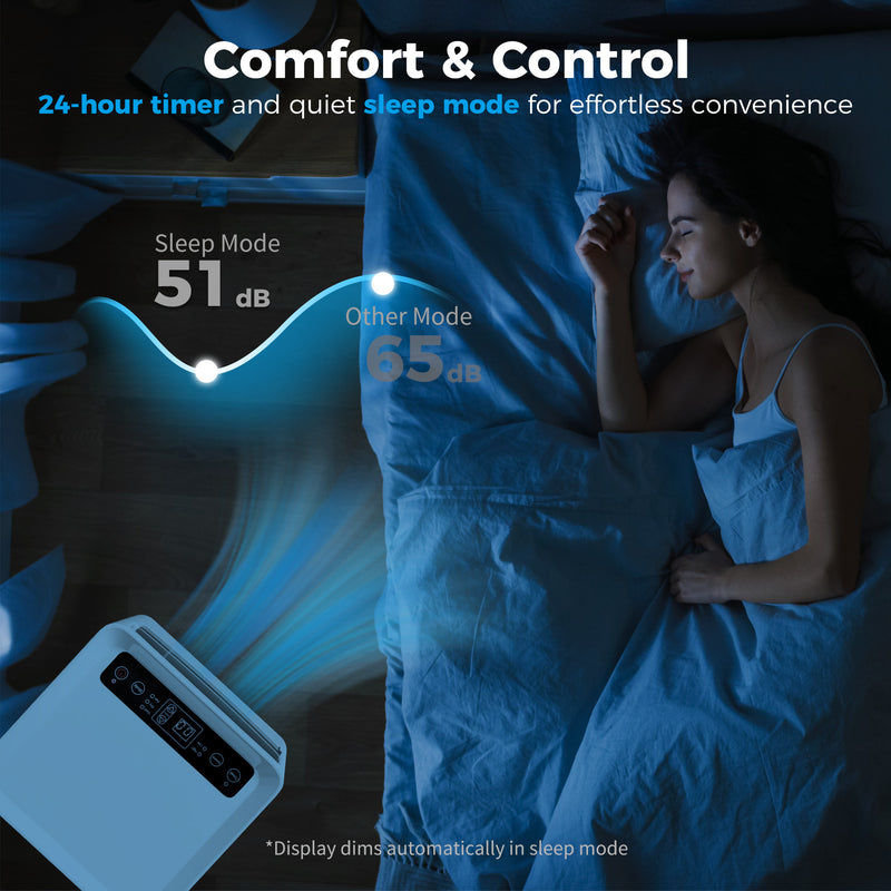 Portable Air Conditioner for Small Rooms with Quiet Cooling and Dehumidifier White