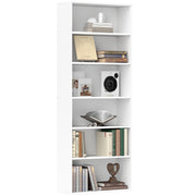 White 6 Shelf Wooden Bookcase Storage Unit for Home or Office Use