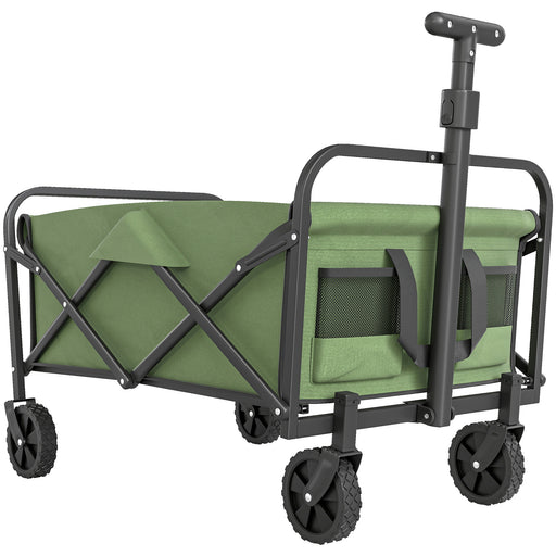 Heavy Duty Folding Festival Trolley With Adjustable Handle For Camping And Beach, Green