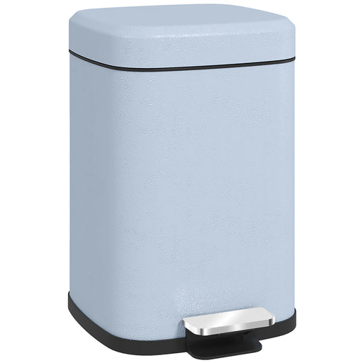 Light Blue 12L Metal Kitchen Bin with Modern Boxy Design by HOMCOM