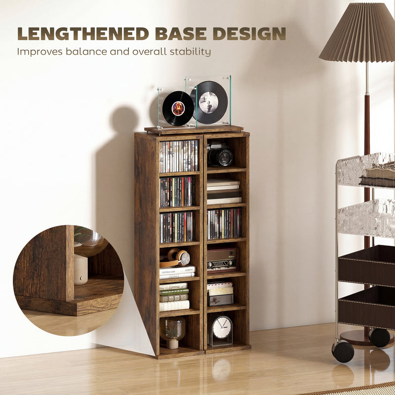CD and Media Storage Shelves Set of 2 for Organising CDs Games and Books Rustic Brown AOSOM