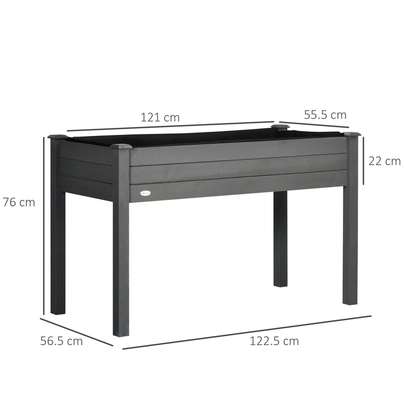 Outsunny Raised Bed for Garden, Wooden Elevated Planter Box with Bed Liner, for Flower Vegetable Herb, Dark Grey AOSOM