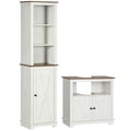 2 Piece Bathroom Furniture Set Tall Cabinet and Under Sink Cupboard Ash Wood Effect by kleankin AOSOM