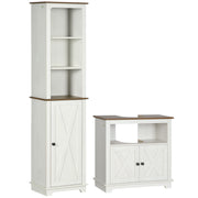 2 Piece Bathroom Furniture Set Tall Cabinet and Under Sink Cupboard Ash Wood Effect by kleankin AOSOM