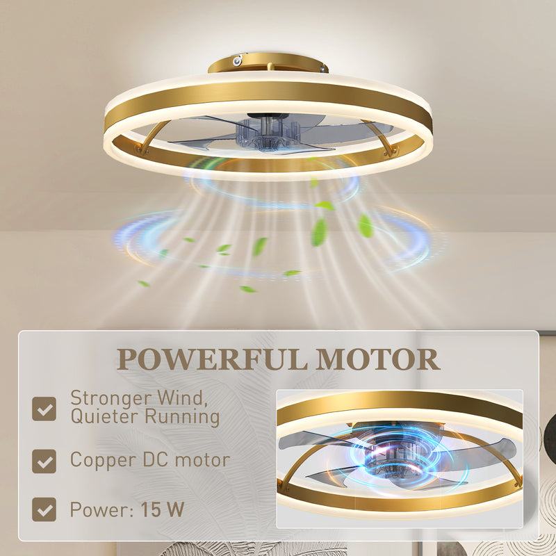 Ceiling Fan with Adjustable Light and Quiet Motor for Year Round Bedroom Comfort Gold Tone