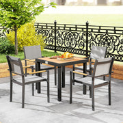 Square Garden Dining Table for 4 with Durable Aluminium Legs Ideal for Outdoors Natural Wood Outsunny