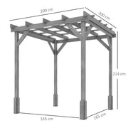 2x2m Grey Wooden Garden Pergola Kit for Shaded Outdoor Seating and Climbing Plants Grey Outsunny