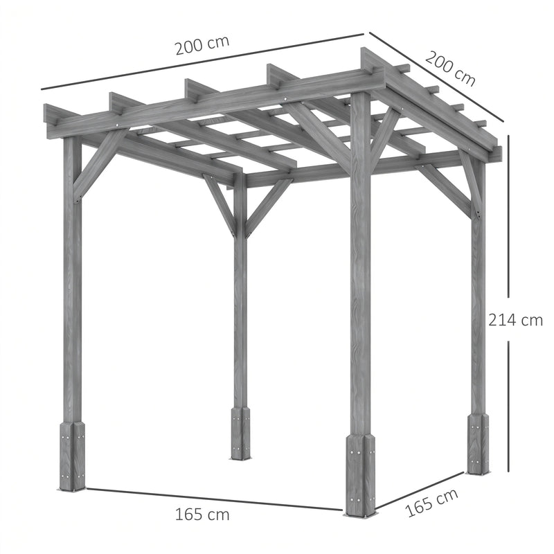 2x2m Grey Wooden Garden Pergola Kit for Shaded Outdoor Seating and Climbing Plants Grey Outsunny