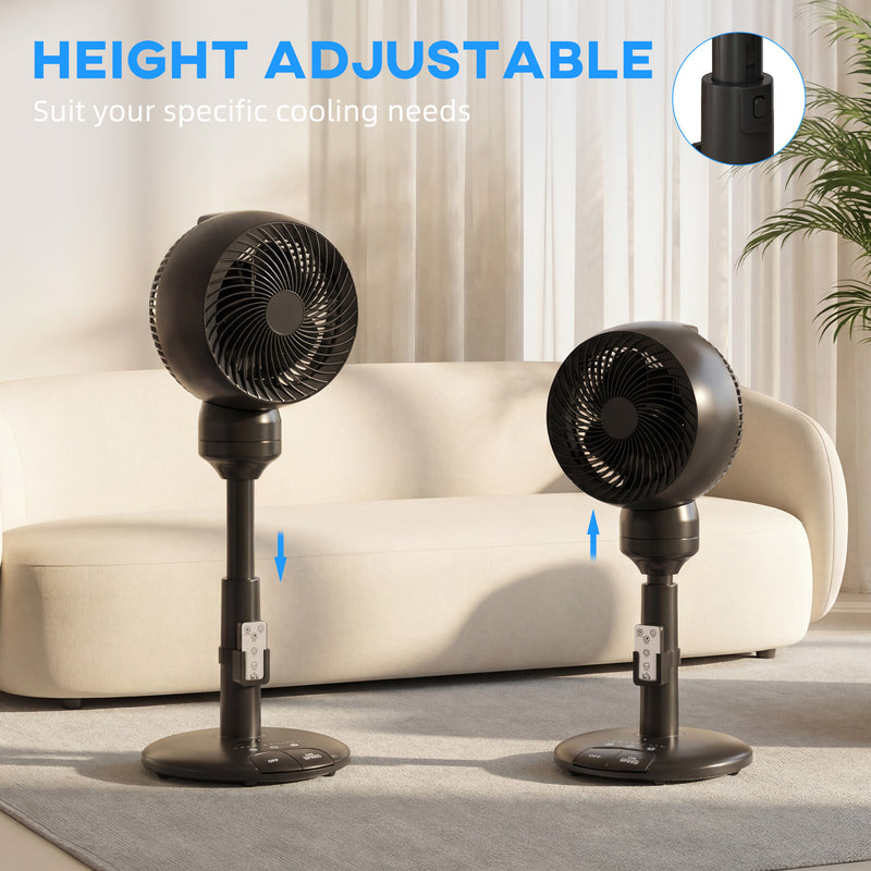 Electric Air Circulator Fan with Remote Control and Timer for Bedroom or Office Black AOSOM