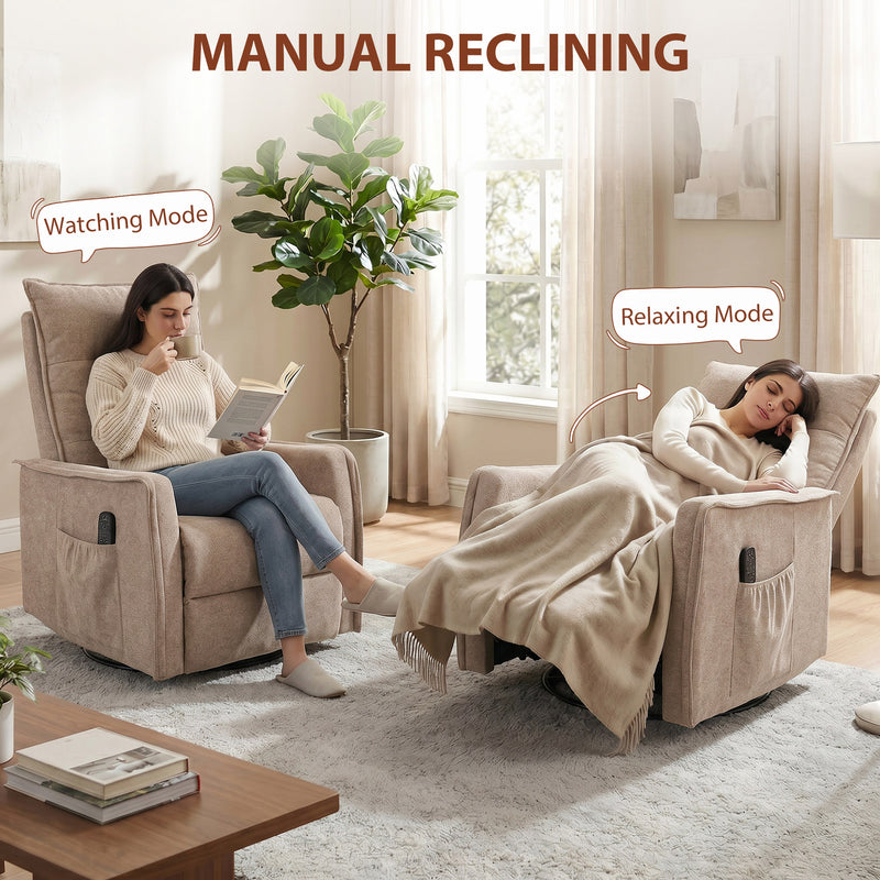 Massage Recliner Chair with Heat and Swivel for Relaxing Evenings Brown