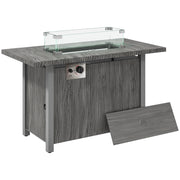 Dark Grey Gas Fire Pit Table 50000 BTU with Glass Screen and Cover for Garden by Outsunny