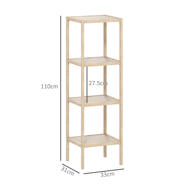 Four Tier Bamboo Bathroom Storage Shelf Natural Finish by HOMCOM