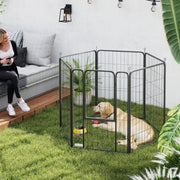 6 Panel Heavy Duty Dog Playpen with Secure Door for Indoor Outdoor Use 100cm High by PawHut