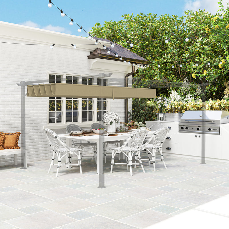 Retractable Pergola Shade Cover Replacement Canopy for 4 x 3m Pergola Tan by Outsunny