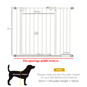Adjustable Extra Wide Metal Dog Safety Gate for Doorways and Stairs, White