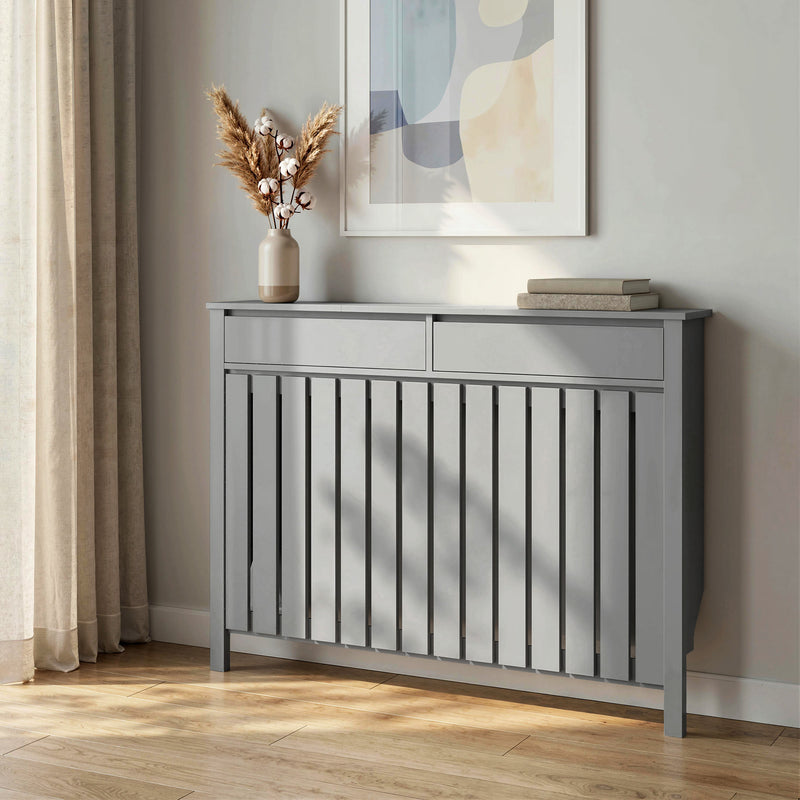 Radiator Cover with Storage Drawers for Safe Heating and Tidy Hallways or Lounges Grey Homcom