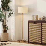 Height Adjustable Floor Lamp With Remote And Dimmable LED For Living Room Use Gold Tone AOSOM