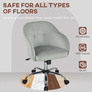 Velvet Swivel Office Chair With Padded Seat And Adjustable Height For Home Workspace Grey