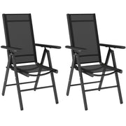 Set of 2 Folding Aluminium Camping Chairs with Breathable Mesh Back and Armrests by Outsunny