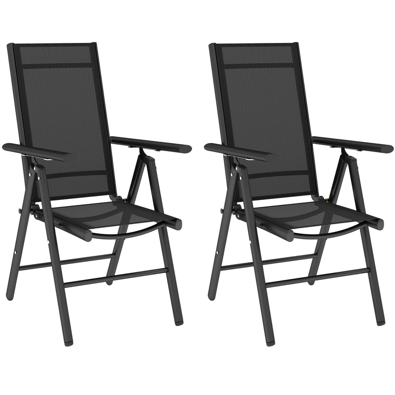 Set of 2 Folding Aluminium Camping Chairs with Breathable Mesh Back and Armrests by Outsunny