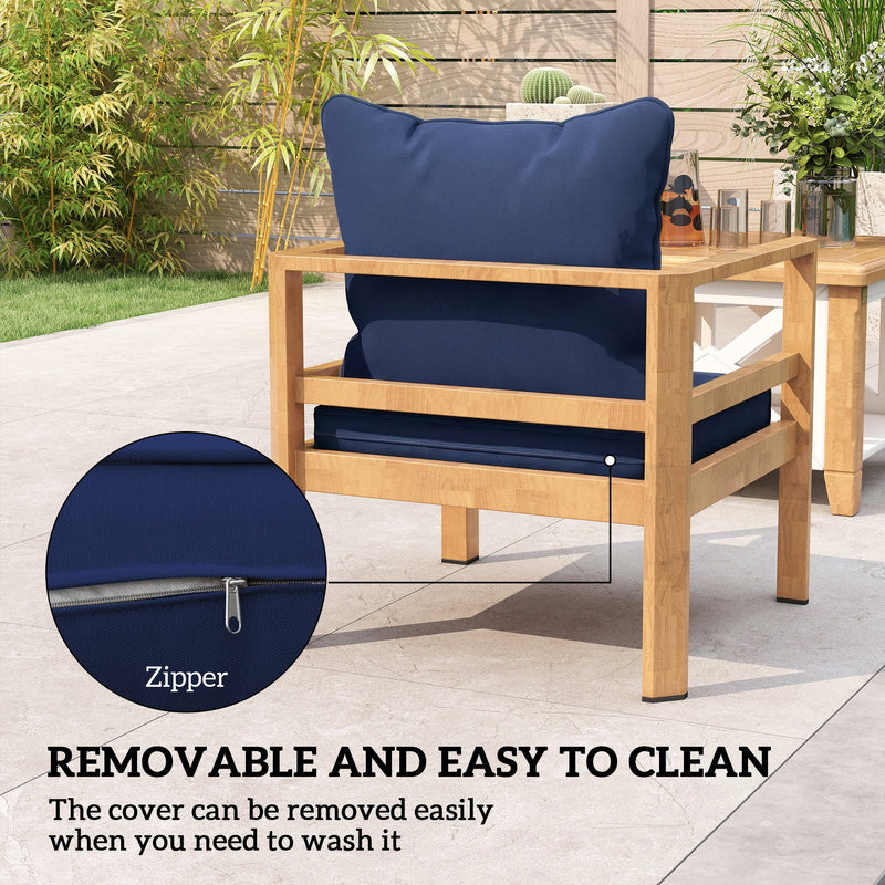 Outdoor Chair Cushion Set with Thick Padding and Washable Covers Dark Blue