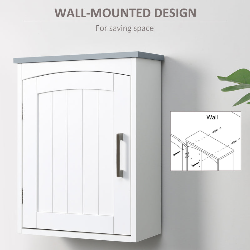 Light Grey Wall Mounted Bathroom Cabinet With Arched Door and Adjustable Shelf by kleankin