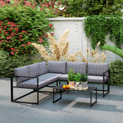 Grey 3 Piece L Shaped Garden Furniture Set with Cushions by Outsunny