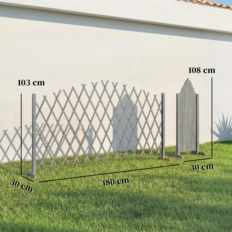 Freestanding Expandable Garden Fence Set for Instant Privacy or Patio Screening Dark Grey Outsunny