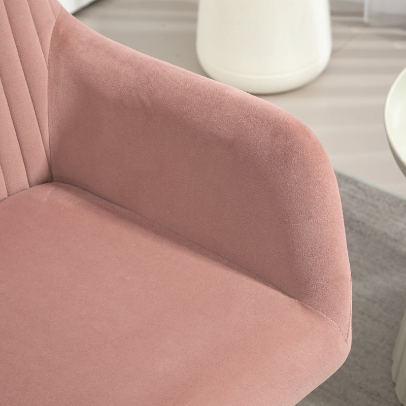Upholstered Accent Armchair with Gold Metal Legs Ideal for Living Room or Bedroom Pink