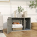 Grey Boho Style Cat Litter Box Enclosure with Rattan Door Scratching Mat and Toy Ball by PawHut