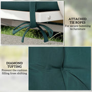 Outdoor Bench Cushion for 2 Seater Benches and Swing Chairs with Tie Fastenings Green AOSOM